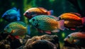 Multi colored striped school of fish swim in natural beauty below generated by AI Royalty Free Stock Photo