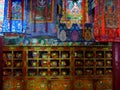 Multi-colored tangka in the buddhist temple, Ladakh, India