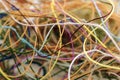 Multi-colored tangled colorful needlecraft silk thread rope. Mac