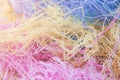 Multi-colored tangled threads abstract texture pattern background. Macro shot of colorful needlecraft silk thread ropes Royalty Free Stock Photo