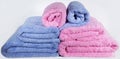 Multi-colored terry towels for bathrooms. Royalty Free Stock Photo