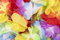Multi colored textile flowers background