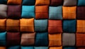 Multi colored textile pattern on sofa, vibrant collection of softness generated by AI Royalty Free Stock Photo