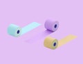 Multi-colored toilet paper. Colorful rolls of toilet paper - blue, purple, yellow