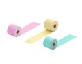 Multi-colored toilet paper. Colorful rolls of toilet paper - pink, green, yellow