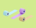 Multi-colored toilet paper. Colorful rolls of toilet paper - blue, purple, orange