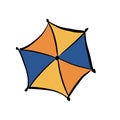Multi-colored umbrella on an isolated white background. The view from the top. Vector illustration. Royalty Free Stock Photo