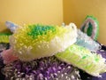 Multi-colored washcloths made of polyethylene