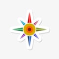 Multi-colored wind rose. Simple illustration. Compass sticker icon