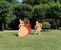 Multi-colored wooden figure in the Park Drottningholm, Stockholm, Sweden. 02.08.2016 Royalty Free Stock Photo