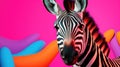 Multi-colored Zebra On A Pink Background