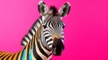 Multi-colored Zebra On A Pink Background