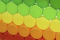 Multi-colors background of plastic drinking water caps Royalty Free Stock Photo