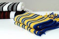 Multi colors modern winter striped scarf isolated