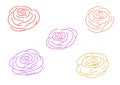 Multi colour rose outlines on a white background