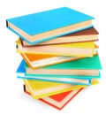 Multi-coloured books. On white background.