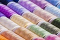 Multi-coloured cotton reels arts and crafts background Royalty Free Stock Photo