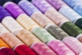 Multi-coloured cotton reels arts and crafts background Royalty Free Stock Photo