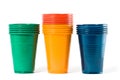 Multi-coloured disposable plastic glasses Royalty Free Stock Photo