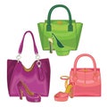 Multi-coloured fashion womens handbag.Big sale Royalty Free Stock Photo