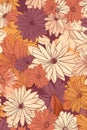 Multi coloured flowers on brown background, created using generative ai technology Royalty Free Stock Photo