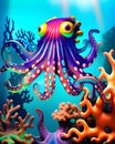 Multi coloured Octopus image