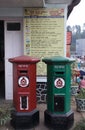 Multi coloured post boxes Royalty Free Stock Photo