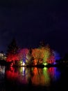 The multi coloured Seasonal Lights at Keptie Pond in the small East coast of Scotland town of Arbroath.