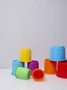 Multi-coloured stacking cups for a baby.balance concept Royalty Free Stock Photo