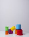 Multi-coloured stacking cups for a baby.balance concept Royalty Free Stock Photo