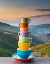 Multi- coloured stacking cups Royalty Free Stock Photo
