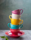 Multi- coloured stacking cups Royalty Free Stock Photo