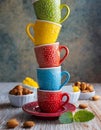 Multi- coloured stacking cups Royalty Free Stock Photo