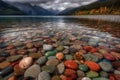 Multi coloured stones along the shore of lake huron near grand bend, ontario, grand bend, ontario, Generative AI