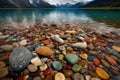 Multi coloured stones along the shore of lake huron near grand bend, ontario, grand bend, ontario, Generative AI