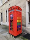 Multi coloured telephone box in london