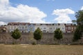 Multi coloured terraced housing on the Town Wall in Southampton, Hampshire in the United Kingdom Royalty Free Stock Photo