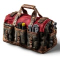 Multi-compartment equipment bag with different sections, designed for plumbers, electricians, and other trades, ideal for Royalty Free Stock Photo