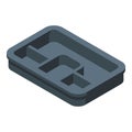Multi compartment meal tray icon isometric vector. Dining food ware