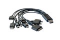 Multi-connector USB charging cable with Type-A, Type-C, micro and mini USB Royalty Free Stock Photo