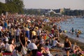 Multi-cultural crowd gathers at Sunset on English Bay, Vancouver