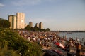 Multi-cultural crowd gathers at Sunset, Vancouver