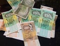 Multi denomination vintage Australian paper bank notes crumpled