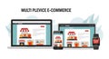 Multi-Device E-Commerce Shopping Experience Royalty Free Stock Photo