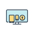 Color illustration icon for Multi device, protection and secure