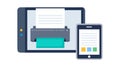 Multi-Device Printing Solution with Tablet and Phone, vector design Generative AI Royalty Free Stock Photo