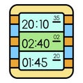 Multi display digital clock icon color outline vector