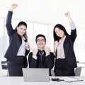 Multi ethnic business team celebrate their success Royalty Free Stock Photo