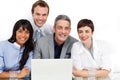 Multi-ethnic business team working at a computer Royalty Free Stock Photo