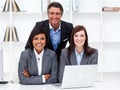 Multi-ethnic business team working at a computer Royalty Free Stock Photo